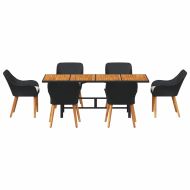 Комплект за хранене в градината 7 pcs Черно и кафяво полиратан