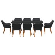 Комплект за хранене в градината 9 pcs Черно полиратан