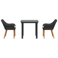 Комплект за хранене в градината 3 pcs Черно полиратан