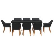 Комплект за хранене в градината 9 pcs Черно полиратан