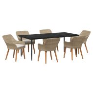 Комплект за хранене в градината 7 pcs Бежово полиратан