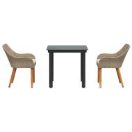 Комплект за хранене в градината 3 pcs Бежово полиратан