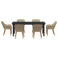 Комплект за хранене в градината 7 pcs Бежово полиратан