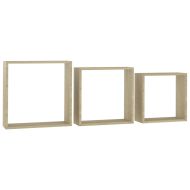 Стенни кубични рафтове, 3 бр, дъб сонома, 26x15x26 см