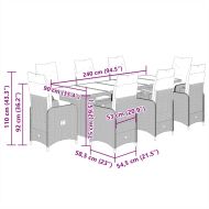 Градински бистро комплект с възглавници 9 части сив полиратан