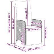 Градински бистро комплект с възглавници 11 части сив полиратан