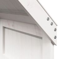 Високо легло с покрив, бяло, 75x190 см, борово дърво масив