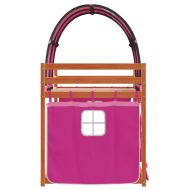 Двуетажно легло със завеси розово 80x200 см масивен бор масив