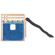 Двуетажно легло с пързалка и завеси, синьо, 80x200 см