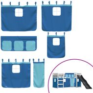 Двуетажно легло с пързалка и завеси, синьо, 80x200 см