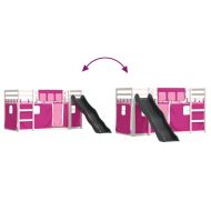 Двуетажно легло с пързалка и завеси, синьо, 80x200 см