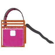 Двуетажно легло с пързалка и завеси, синьо, 90x200 см