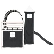 Двуетажно легло с пързалка и завеси, бяло и черно, 80x200 см