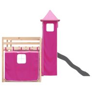 Двуетажно легло с пързалка и завеси, синьо, 80x200 см