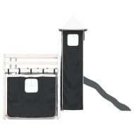 Двуетажно легло с пързалка и завеси, бяло и черно, 80x200 см