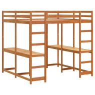 Таванско легло с бюро и стълба восъчнокафяво 160x200 см