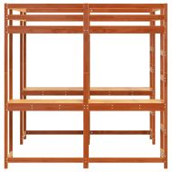 Таванско легло с бюро и стълба восъчнокафяво 160x200 см