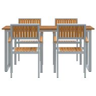 Комплект за хранене в градината 5 pcs сиво и кафяво