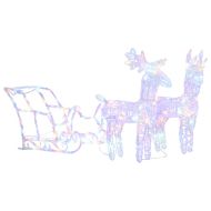 Коледна украса елени с шейна, 160 LED, 130 см, акрил