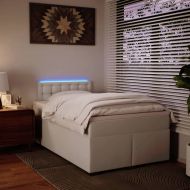 Боксспринг легло с матрак, бяло, 120x190 см изкуствена кожа