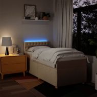 Боксспринг легло с матрак, кремава, 90x200 см, плат