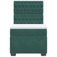 Боксспринг легло с матрак, тъмнозелено, 100x200 см, кадифе