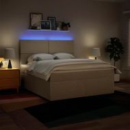 Боксспринг легло с матрак, кремава, 180x200 см, плат