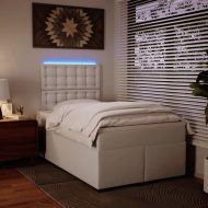 Боксспринг легло с матрак, бяло, 120x190 см изкуствена кожа