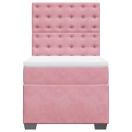 Боксспринг легло с матрак, розово, 90x200 см, кадифе