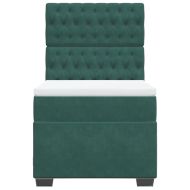 Боксспринг легло с матрак, тъмнозелено, 100x200 см, кадифе
