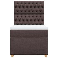 Боксспринг легло с матрак, тъмнокафяво, 100x200 см, плат