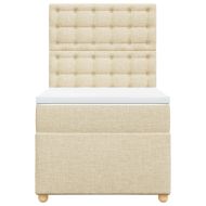 Боксспринг легло с матрак, кремаво, 100x200 см, плат