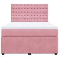 Боксспринг легло с матрак, розово, 160x200 см, кадифе