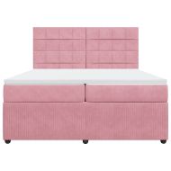 Боксспринг легло с матрак, розово, 200x200 см, кадифе