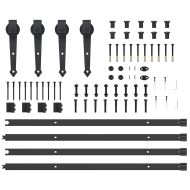 Комплект механизъм за плъзгаща врата, 427 см, стомана, черен