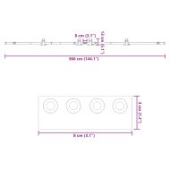 Комплект механизъм за плъзгаща врата, 366 см, стомана, черен
