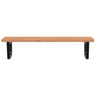 Стенен рафт за мивка, стомана и масивно дърво бук