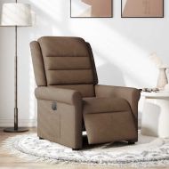 Електрически наклоняем стол, кафяв, текстил