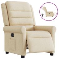 Електрически стол реклайнер , кремав, текстил
