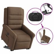 Електрически изправящ реклайнер стол, кафяв, текстил