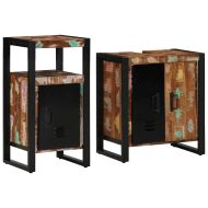 Комплект мебели за баня 2 pcs Кафяво регенерирано дърво масив