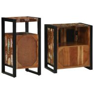 Комплект мебели за баня 2 pcs Кафяво Солидно възстановено дърво