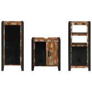 Комплект мебели за баня 3 pcs Кафяво Солидно възстановено дърво