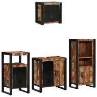 Комплект мебели за баня 4 pcs Кафяво Солидно възстановено дърво