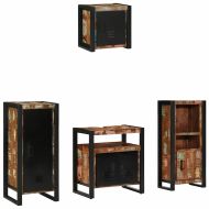 Комплект мебели за баня 4 pcs Кафяво Солидно възстановено дърво