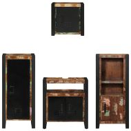 Комплект мебели за баня 4 pcs Кафяво Солидно възстановено дърво