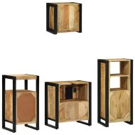 Комплект мебели за баня 4 pcs Кафяво Солидно възстановено дърво