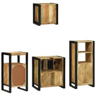 Комплект мебели за баня 4 pcs Кафяво Солидно мангово дърво