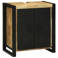 Комплект мебели за баня 4 pcs Кафяво Солидно възстановено дърво