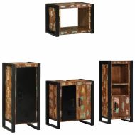 Комплект мебели за баня 4 pcs Кафяво Солидно възстановено дърво